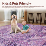 Ultra Soft Area Rug, Non Slip, Stain Resistant, Washable Area Rugs for Living Room, Bedroom, Rustic Distressed Mauve Aesthetic(Purple)
