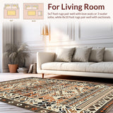 Ultra Soft Area Rug, Non Slip, Stain Resistant, Washable Area Rugs for Living Room, Bedroom, Vibrant Retro Ogee Style(Beige)