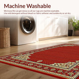 Ultra Soft Area Rug, Non Slip, Stain Resistant, Washable Area Rugs for Living Room, Bedroom, Chic Classic Geometric Arrangement(Red)