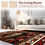 Ultra Soft Area Rug, Non Slip, Stain Resistant, Washable Area Rugs for Living Room, Bedroom, Charming Nature-Inspired Artwork(Red)