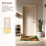 Ultra Soft Area Rug, Non Slip, Stain Resistant, Washable Area Rugs for Living Room, Bedroom, Beach Inspired Surfboard Area Rug with Exotic Tropical Flora(Orange)