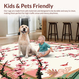 Ultra Soft Area Rug, Non Slip, Stain Resistant, Washable Area Rugs for Living Room, Bedroom, Elegant Japanese Spring Aesthetic(Pink)
