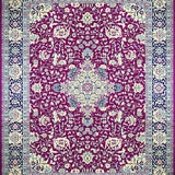 Ultra Soft Area Rug, Non Slip, Stain Resistant, Washable Area Rugs for Living Room, Bedroom, Rustic Low Pile Botanical Print(Purple)