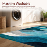 Ultra Soft Area Rug, Non Slip, Stain Resistant, Washable Area Rugs for Living Room, Bedroom, Chic Modern Grey Swirl Patterns(Blue)