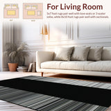 Ultra Soft Area Rug, Non Slip, Stain Resistant, Washable Area Rugs for Living Room, Bedroom, Stylish Abstract Black and White Composition(Black)