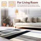 Ultra Soft Area Rug, Non Slip, Stain Resistant, Washable Area Rugs for Living Room, Bedroom, Modern Black and White Striped Rug Geometric Design(Gray)