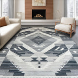 Ultra Soft Area Rug, Non Slip, Stain Resistant, Washable Area Rugs for Living Room, Bedroom, Elegant Silver Layered Patterns(Gray)