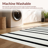 Ultra Soft Area Rug, Non Slip, Stain Resistant, Washable Area Rugs for Living Room, Bedroom, Chic Urban Stripe Rug Featuring Clean Parallel Lines Contemporary Graphic Design(Black)