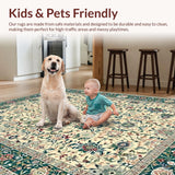 Ultra Soft Area Rug, Non Slip, Stain Resistant, Washable Area Rugs for Living Room, Bedroom, Rustic Vintage Distressed Visuals(Ivory)