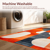 Ultra Soft Area Rug, Non Slip, Stain Resistant, Washable Area Rugs for Living Room, Bedroom, Dynamic Orange Tiled Composition(Orange)