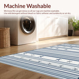 Ultra Soft Area Rug, Non Slip, Stain Resistant, Washable Area Rugs for Living Room, Bedroom, Rustic Marine Inspired Striped Charm(Blue)