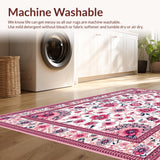 Ultra Soft Area Rug, Non Slip, Stain Resistant, Washable Area Rugs for Living Room, Bedroom, Lively Boho Leafy Patterns(White)