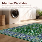 Ultra Soft Area Rug, Non Slip, Stain Resistant, Washable Area Rugs for Living Room, Bedroom, Chic Ogee Floral Arrangement(Green)