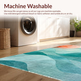 Ultra Soft Area Rug, Non Slip, Stain Resistant, Washable Area Rugs for Living Room, Bedroom, Boho Surf Scene Rug Coastal Decor Carpet(Orange)