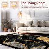 Ultra Soft Area Rug, Non Slip, Stain Resistant, Washable Area Rugs for Living Room, Bedroom, Refined Black Abstract Style(Black)