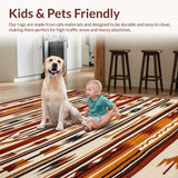 Ultra Soft Area Rug, Non Slip, Stain Resistant, Washable Area Rugs for Living Room, Bedroom, Striking Tiled Pattern in Rich Hues(Brown)