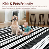 Ultra Soft Area Rug, Non Slip, Stain Resistant, Washable Area Rugs for Living Room, Bedroom, Contemporary Black White Trellis Motif(Black)