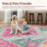 Ultra Soft Area Rug, Non Slip, Stain Resistant, Washable Area Rugs for Living Room, Bedroom, Rustic Tiled Patterned Charm(Blue)