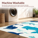 Ultra Soft Area Rug, Non Slip, Stain Resistant, Washable Area Rugs for Living Room, Bedroom, Creative Circular ABC Learning Rug(Blue)