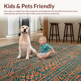 Ultra Soft Area Rug, Non Slip, Stain Resistant, Washable Area Rugs for Living Room, Bedroom, Vibrant Circular Tribal Aesthetic(Blue)