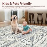 Ultra Soft Area Rug, Non Slip, Stain Resistant, Washable Area Rugs for Living Room, Bedroom, Stylish Minimalist Ogee Arrangement(Gray)