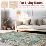 Ultra Soft Area Rug, Non Slip, Stain Resistant, Washable Area Rugs for Living Room, Bedroom, Sophisticated Cream Floral Pattern(Ivory)