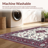 Ultra Soft Area Rug, Non Slip, Stain Resistant, Washable Area Rugs for Living Room, Bedroom, Contemporary Vibrant Trellis Design(White)