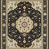Ultra Soft Area Rug, Non Slip, Stain Resistant, Washable Area Rugs for Living Room, Bedroom, Luxurious Earth Tone Ornate Patterns(Black)