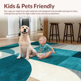 Ultra Soft Area Rug, Non Slip, Stain Resistant, Washable Area Rugs for Living Room, Bedroom, Abstract Brown and Teal Dining Room Accent Carpet(Blue)