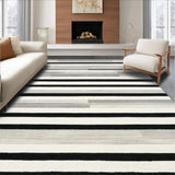 Ultra Soft Area Rug, Non Slip, Stain Resistant, Washable Area Rugs for Living Room, Bedroom, Modern Boho Rug With Graphic Contrast Stripes And Linear Rhythm(Black)