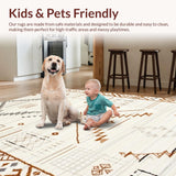 Ultra Soft Area Rug, Non Slip, Stain Resistant, Washable Area Rugs for Living Room, Bedroom, Elegant Soft Ogee Pattern(Beige)
