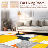 Ultra Soft Area Rug, Non Slip, Stain Resistant, Washable Area Rugs for Living Room, Bedroom, Vibrant Modern Abstract Composition(Yellow)