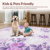Ultra Soft Area Rug, Non Slip, Stain Resistant, Washable Area Rugs for Living Room, Bedroom, Modern Colorful Ogee Patterns(Purple)