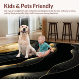 Ultra Soft Area Rug, Non Slip, Stain Resistant, Washable Area Rugs for Living Room, Bedroom, Sophisticated Monochrome Abstract Flourish(Gold)
