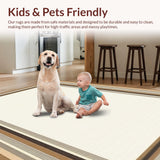 Ultra Soft Area Rug, Non Slip, Stain Resistant, Washable Area Rugs for Living Room, Bedroom, Rustic Natural Fiber Striped Motif(Beige)