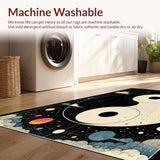 Ultra Soft Area Rug, Non Slip, Stain Resistant, Washable Area Rugs for Living Room, Bedroom, Trippy Multi-Colored Circular Aesthetic(Black)