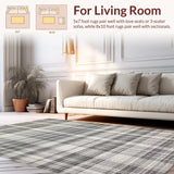 Ultra Soft Area Rug, Non Slip, Stain Resistant, Washable Area Rugs for Living Room, Bedroom, Stylish Subtle Geometric Layers(Gray)
