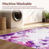 Ultra Soft Area Rug, Non Slip, Stain Resistant, Washable Area Rugs for Living Room, Bedroom, Contemporary Floral Print Delight(Purple)