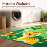 Ultra Soft Area Rug, Non Slip, Stain Resistant, Washable Area Rugs for Living Room, Bedroom, Vibrant Jungle Animal Aesthetic(Green)