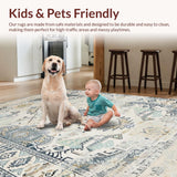 Ultra Soft Area Rug, Non Slip, Stain Resistant, Washable Area Rugs for Living Room, Bedroom, Rustic Tribal Abstract Aesthetic(Beige)