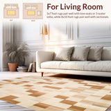 Ultra Soft Area Rug, Non Slip, Stain Resistant, Washable Area Rugs for Living Room, Bedroom, Artisan Inspired Neutral Cubist Checks with Gentle Beige Contrasts(Beige)