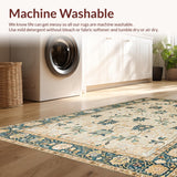 Ultra Soft Area Rug, Non Slip, Stain Resistant, Washable Area Rugs for Living Room, Bedroom, Elegant Vintage Floral Accents(Beige)