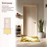 Ultra Soft Area Rug, Non Slip, Stain Resistant, Washable Area Rugs for Living Room, Bedroom, Artistic Sunflower Door Mat in Half Circle Shape for Welcoming Spaces(Yellow)