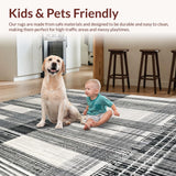 Ultra Soft Area Rug, Non Slip, Stain Resistant, Washable Area Rugs for Living Room, Bedroom, Elegant Large Area Rug with Bold Striped Pattern Design(Black)
