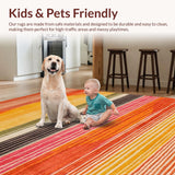 Ultra Soft Area Rug, Non Slip, Stain Resistant, Washable Area Rugs for Living Room, Bedroom, Whimsical Pastel Geometric Arrangement(Orange)