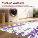 Ultra Soft Area Rug, Non Slip, Stain Resistant, Washable Area Rugs for Living Room, Bedroom, Rustic Vintage Botanical Flair(Purple)