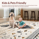 Ultra Soft Area Rug, Non Slip, Stain Resistant, Washable Area Rugs for Living Room, Bedroom, Trendy Beige Patterned Aesthetic(Brown)