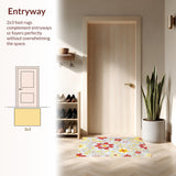 Ultra Soft Area Rug, Non Slip, Stain Resistant, Washable Area Rugs for Living Room, Bedroom, Whimsical Botanical Color Burst(Yellow)