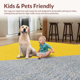 Ultra Soft Area Rug, Non Slip, Stain Resistant, Washable Area Rugs for Living Room, Bedroom, Machine Washable Yellow Grey Rug for Contemporary Spaces(Yellow)