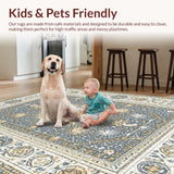 Ultra Soft Area Rug, Non Slip, Stain Resistant, Washable Area Rugs for Living Room, Bedroom, Tarot Night Sky Rug with Ornate Sun, Moon, and Cosmic Patterns(Gray)
